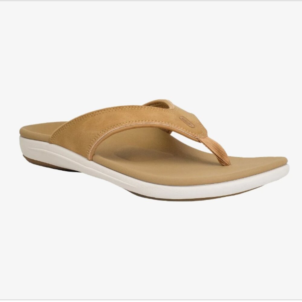 Men's Spenco Yumi Revitalign Sandal Tong Flip Flop Size 7D Wide, TAUPE